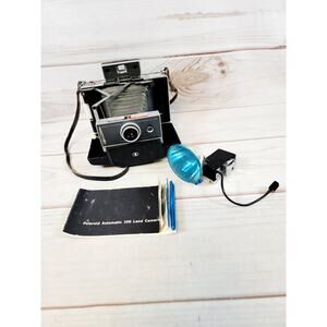 Vintage Polaroid Automatic 100 Land Camera W Flash & Manual Untested READ